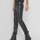 Men Windproof Motorcycle Genuine Leather Pants Casual Biker Trousers