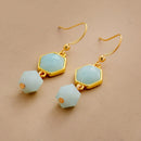 Exclusive Women Gold Plated Faceted Amazonite Dangle Earring Elegant Gifts Costume Jewelry Accessories