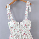 Vintage Spring Summer Chic Floral Lace Square Neck Cute Cake Cascading Ruffled Strap Mini Dress Woman