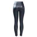 Leather Pants Warm Fleece Skinny Jeans Women Stretchy Motor Zipper Pencil Jeans For Women