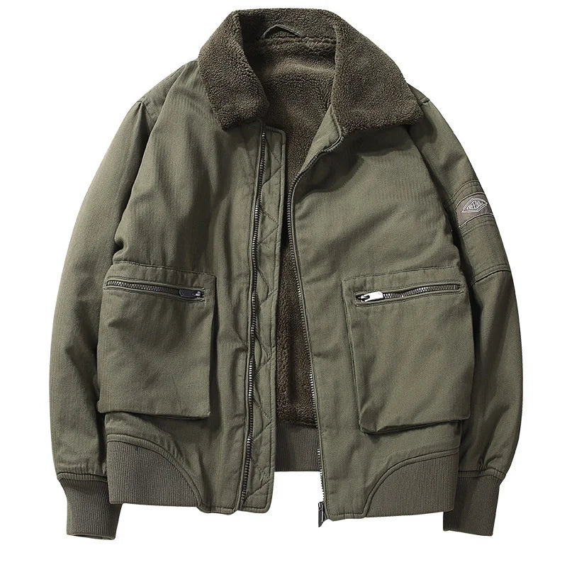 Winter Men's Padded Clothes Leisure Plush Fleece Jacket Outdoor Overalls Coat