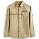 Men's Regular-Fit Long-Sleeve Solid Shirt Men's Fat Military Work Shirts