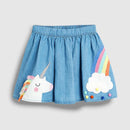Baby Girls Summer Dress Unicorn Denim Skirt Lovely Casual Clothes Cotton for Toddler Infant Kids