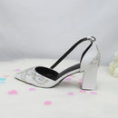 White Beads Pearl wedding shoes Bride Pointed Toe Square Thick High Heel Party dress shoes