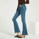 Soft Stretch Jeans Pants Boot Cut Female Mid Waist Jeans Femme Long Denim Pants For Women