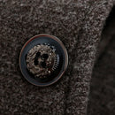 Men's Wool Blend Coat With Plaid Scarfs Notched Collar Single Breasted Pea Coat Casual Business Outerwear Jacket Male