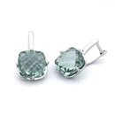 Natural Green Amethyst Earring Sterling 925 Silver Cushiom Cut 10mm 7Ct Fine Jewelry for Women Lady Party Gift