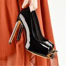 Pointed Toe High Heel Slip On Pumps Thin Heel Party Leopard Black Large Size US5~15