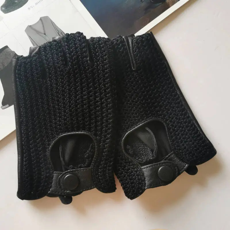 Summer Half-finger Retro Gloves Motorbike Leather Vintage Men Women Racing Bike Knight Leather Motorcycle