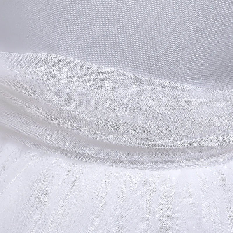 Summer Children Birthday Party Dress Girls Princess Dress Lace Skirt Flying Sleeve Dress Baby Kids Clothes