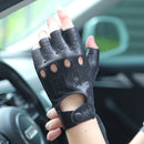 Leather Gloves Male Thin Driving Fingerless Breathable Semi-Finger Gloves