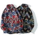 Flannel Men's Shirt Ethnic Style Element Pattern Long Sleeve Casual Button Up Pocket Jacket Brushed Soft Outdoor Top Shirts