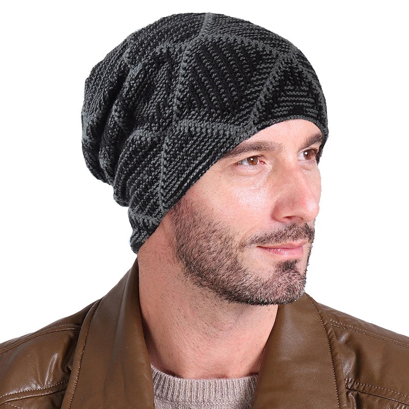 Winter hats for men Knitted wool Beanies plus velvet Warm Cap bonnet Hip hop Caps For Men Woman's