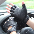 Leather Gloves Male Thin Driving Fingerless Breathable Semi-Finger Gloves
