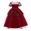 Girls Clothes Summer Lace Princess Dress Beaded Wedding Dress Puff Sleeve Long Skirt Children Show Puff Skirt