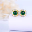 Sterling Silver Round Emerald Gemstone Engagement 18K Gold Plated Earrings For Women Fine Jewellery