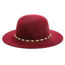 Autumn Winter Women Wool Fedoras Female Casual Pearl Chain Red Fedora Hat