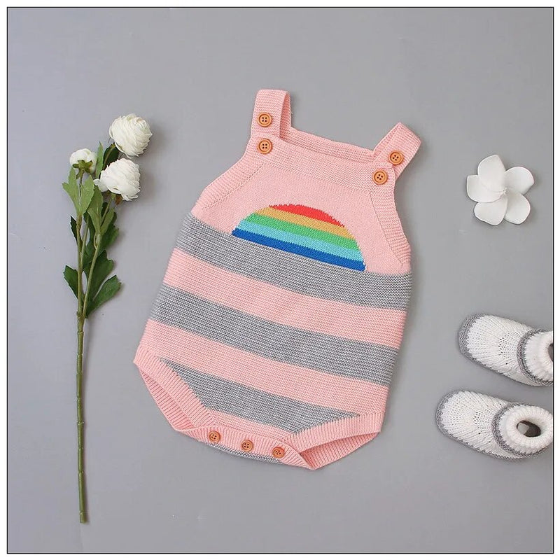 Newborn Baby Sweater Rainbow Knitting Boy Girl Bodysuit Toddler Costumes First Birthday Party Newborn Clothes Party Boy Clothing