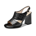 Women Shoes Genuine Leather Square Heels Sandals Summer Fashion Buckle Party Wedding Shoes