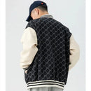 Jacket Vintage Men Plaid Blue Black Women's Bomber Jackets Baseball Oversize American Streetwear Outerwear University