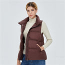 Winter women down vest short stand-up collar casual white duck down jacket coat