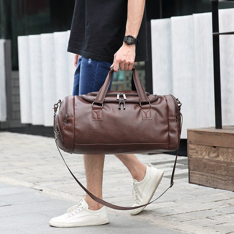 Men Handbag Leather Large Capacity Travel Bag Shoulder Bag Male Hand Duffle Tote Bag Casual Messenger Bags