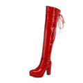 High Boots Women Patent Leather Over The Knee Boots Side Zipper Comfort Footwar Winter