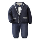 Winner Arrival Bowtie Decorated Warm Cotton Baby Boys 2-piece Suit Set/Children Winter Clothes/Baby Boy Romper Set