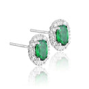 Sterling Silver Emerald Diamonds Gemstone Engagement Stud Earrings For Women Girls Fine Jewellery