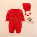 Newborn Baby Girls Clothes Cotton Long Sleeve Lace Baby Romper Jumpsuit Cute Baby Girl Outfits Set Baby Clothing