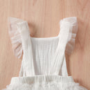 Summer Clothing Baby Girls Mesh Romper Lovely Toddler White Daisy print Ruffled Sleeve Jumpsuit Outfit