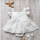 Citgeett Summer Infant Baby Girls Fresh Solid Color Bodysuit Flower Skirt Hem Lace Sleeveless Triangle Jumpsuits Clothes
