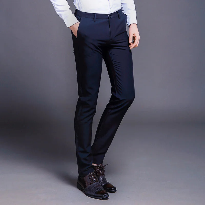 Men Suit Pants Straight Spring Autumn Long Male Classic Business Casual Trousers Slim Fit Full Length