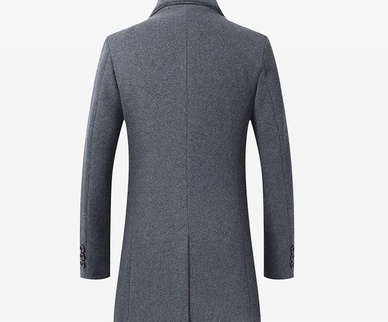Autumn & Winter Boutique Wool Solid Men's Casual Business Woolen Coat Jacket Thickened and Warm Men's Trench Coats