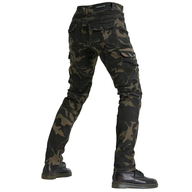 Camouflage Cargo Motorcycle Jeans Mens Casual Denim Pants Men's Elasticity Jean Trousers Male Man Clothing