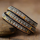 Stones Leather Wrap Bracelet Spirit Labradorite Chains Bohemia Beads Bracelet Designer Jewelry