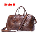 Men Travel Bags High Quality Handbags Retro Large Capacity Luggage Bag Genuine Leather Hand Bags Lattice Duffle