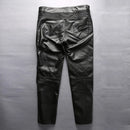 Genuine Leather Mens Straight Pants Biker Pants