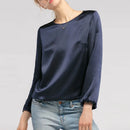 Spring Autumn Satin Woman Vintage Shirts For Women Sexy Tops Female Clothing