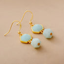 Exclusive Women Gold Plated Faceted Amazonite Dangle Earring Elegant Gifts Costume Jewelry Accessories