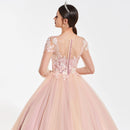Dress Illusion Appliques Ball Gown Dress Scoop Neck Long Sleeves Button Designer Christmas Dresses