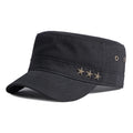Casual Flat Top Army Caps For Men Cotton Military Hats Women Solid Black Sun Hat