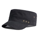 Casual Flat Top Army Caps For Men Cotton Military Hats Women Solid Black Sun Hat