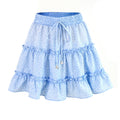 Ruffles Women Skirt Elastic Band High Waist Lace Up Female Skirt Floral Summer New Mini A-line Skirt