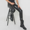 Men Windproof Motorcycle Genuine Leather Pants Casual Biker Trousers