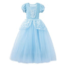 Little Girls Blue Cinderella Dress Up Children Puff Sleeve Elegant Prom Party Dress Kids Girl Birthday Princess Costume