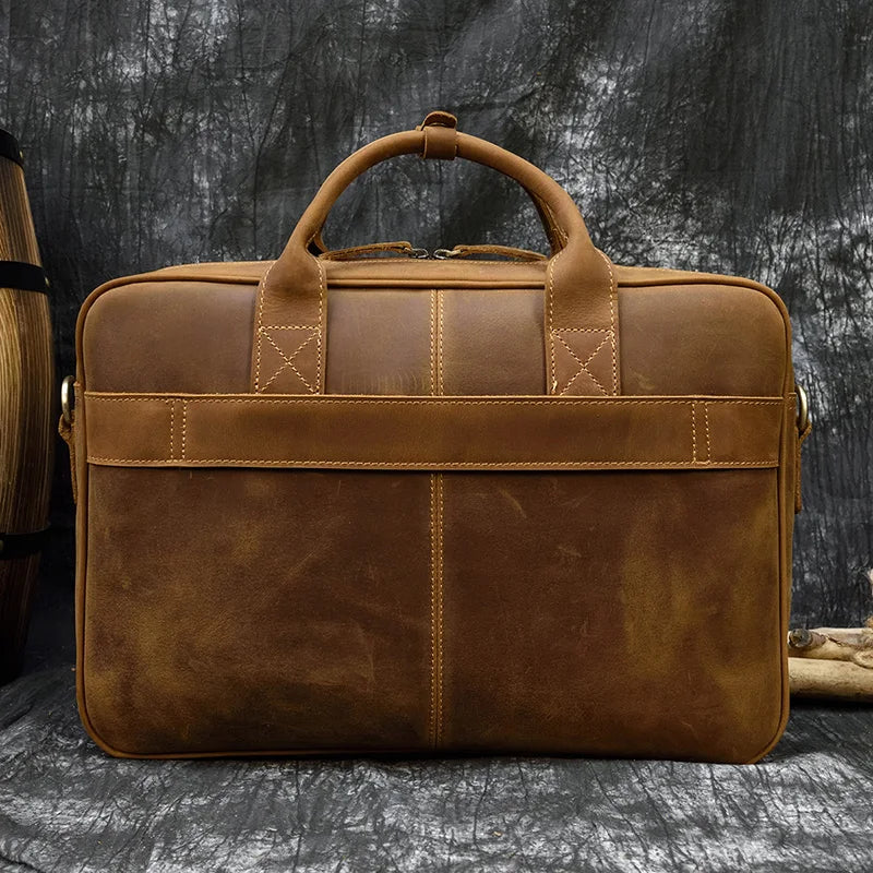 Leather Briefcase For Man Business Handbag 15.6" Laptop Portfolio Shoulder Messenger Bag