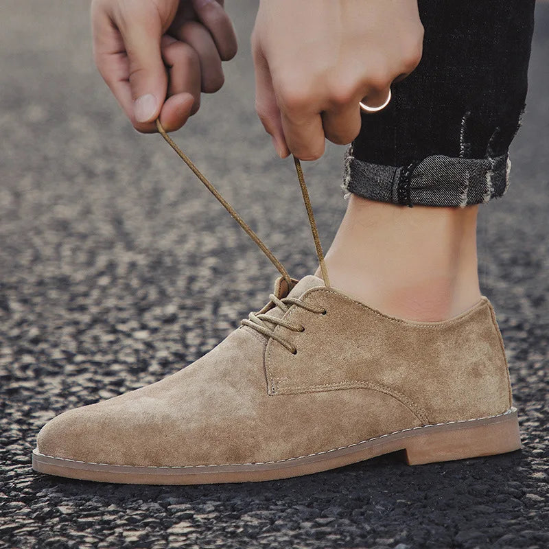 England Trend Shoes Men Flock Oxford Leather Dress Men Flats Waterproof Men Shoes