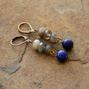 Natural Stone Women Dangle Earrings Labradorite Lapis Lazuli Drop Earrings Vintage Gifts Jewelry