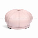 Winter Spring Women Hat Genuine Leather Short Brim Caps Dome Beret Hats